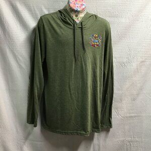 Green “Eat Sleep Game Repeat” Hooded Long-Sleeve Shirt – Anvil Size Small